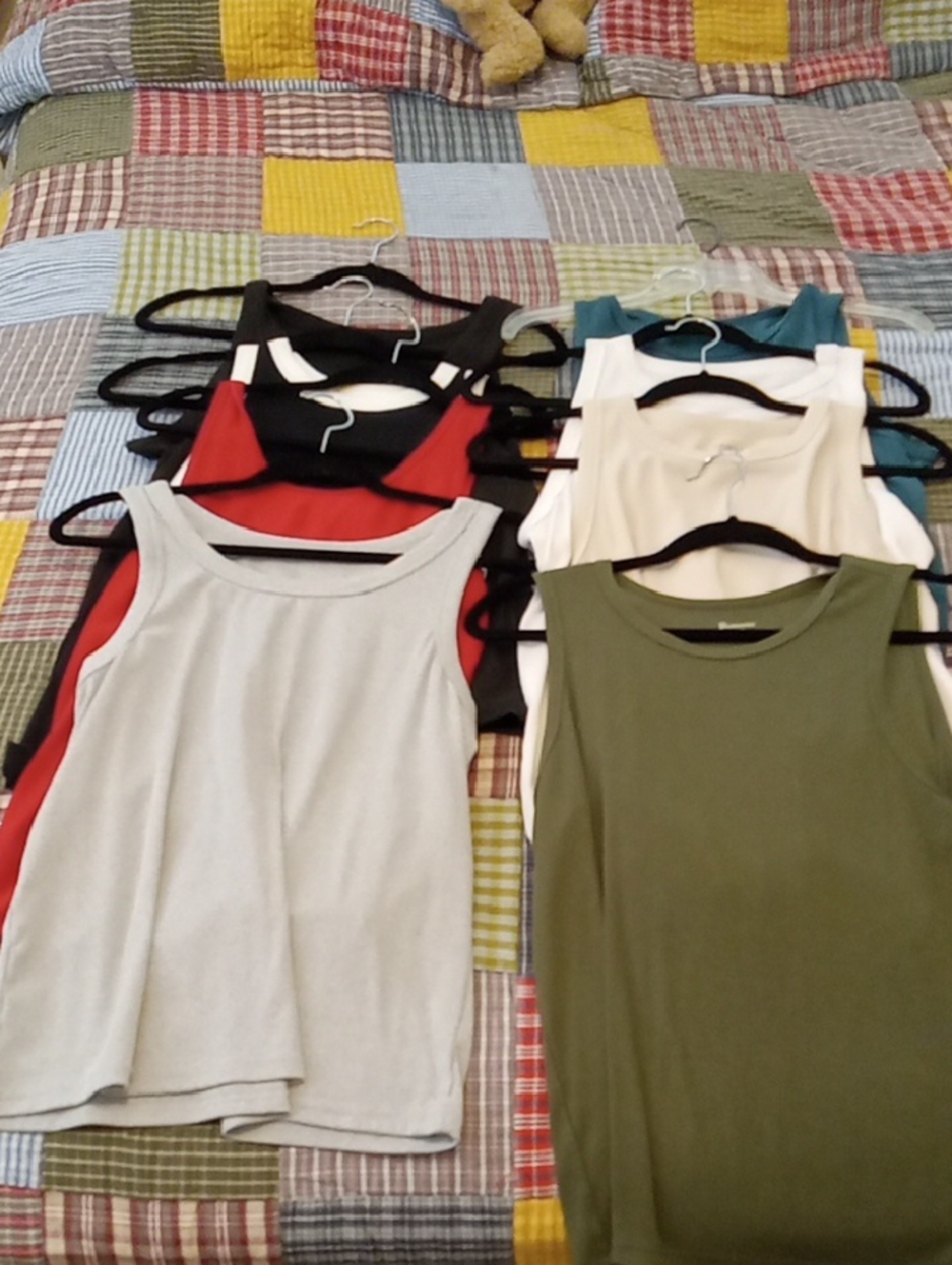 Stack of Women's Ribbed Tank Tops - Mixed Colors.  7 Total. Size XXL